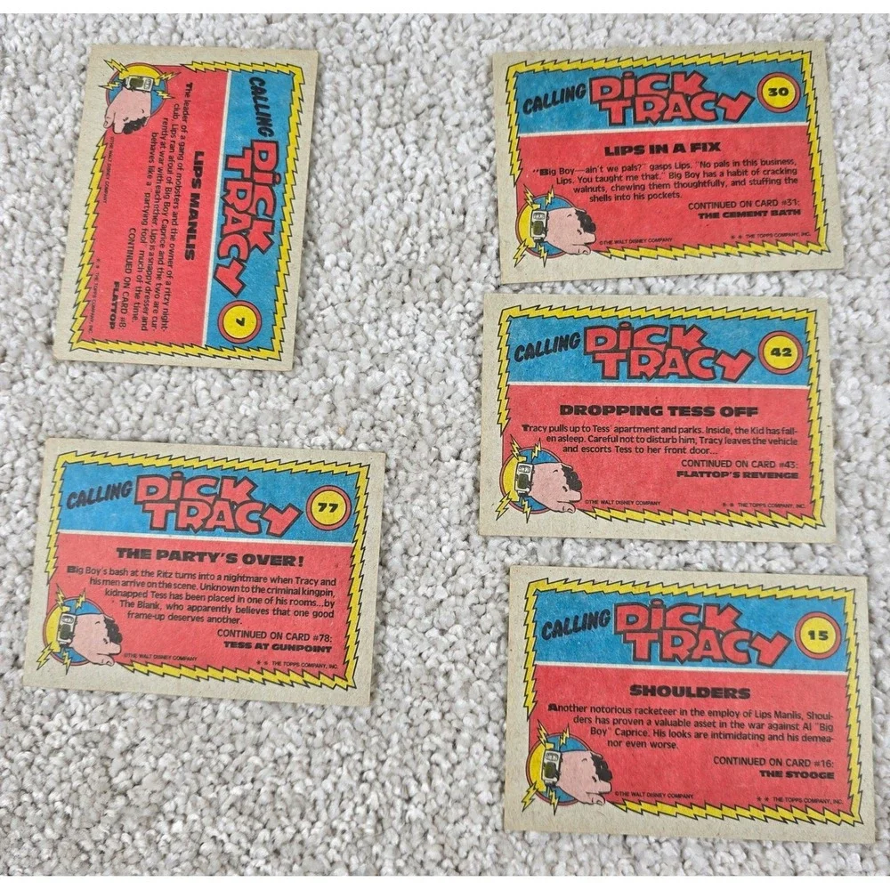 Vintage 1990 Topps Dick Tracy Trading Cards Movie 5pc‎ Lot